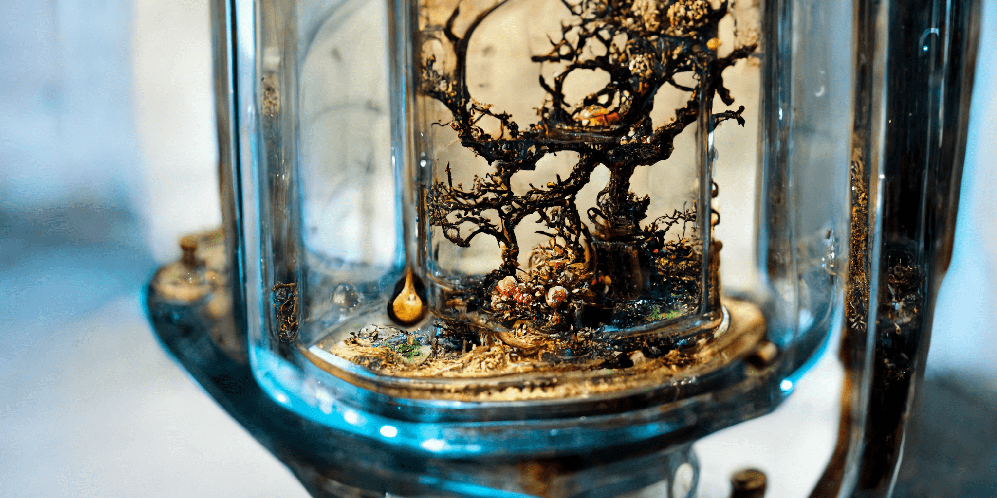 In an hourglass I cannot turn upside down – tree in a glass