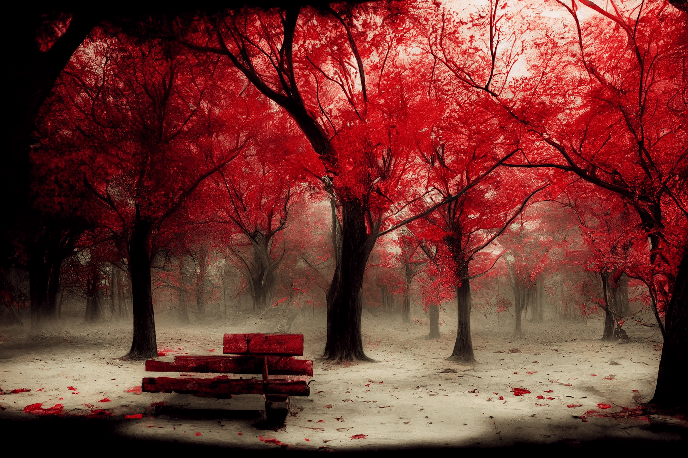 In a poorer shade no past could found – red bench