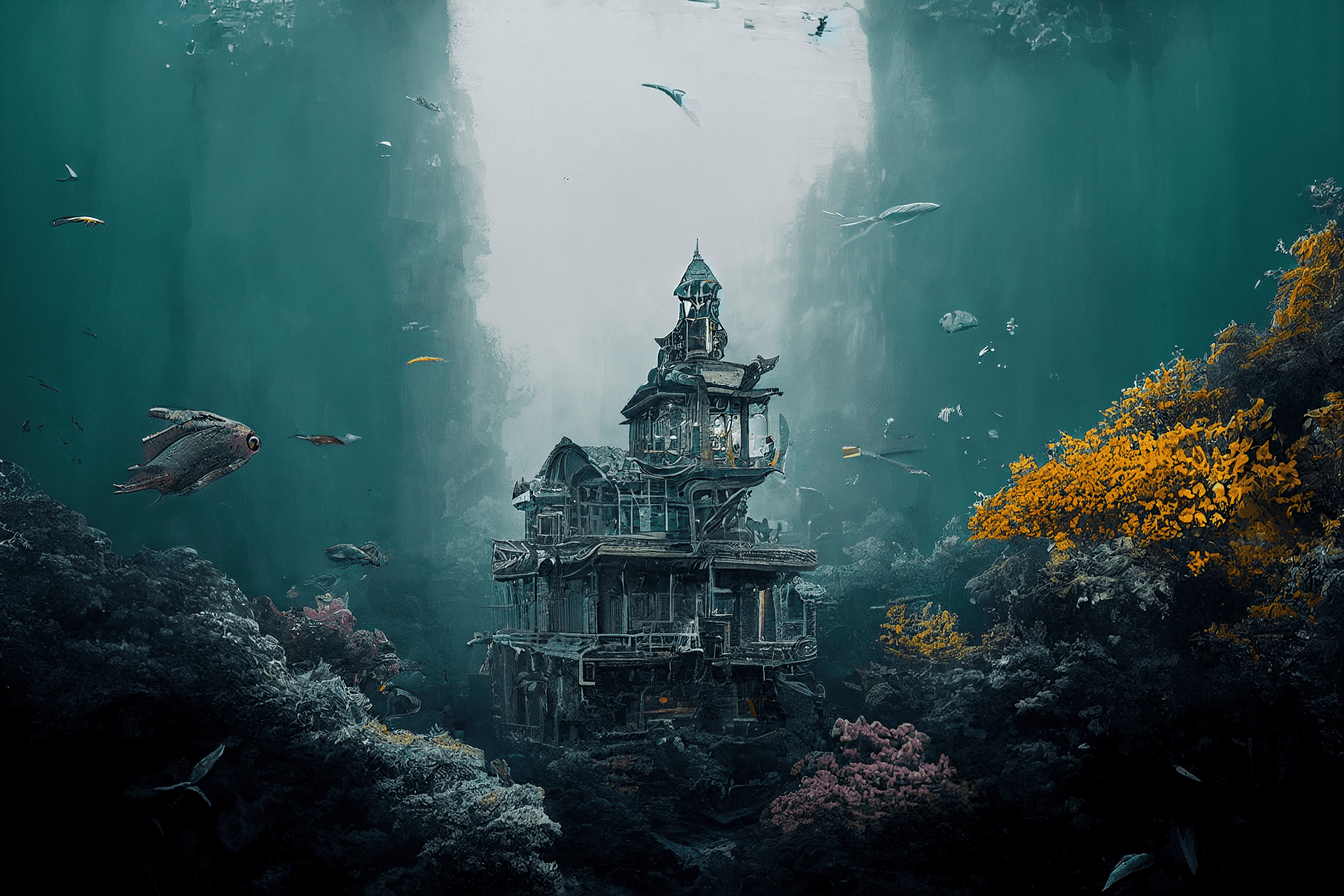 I strive just to say I’m alright – Aquapunk underwater house with fish