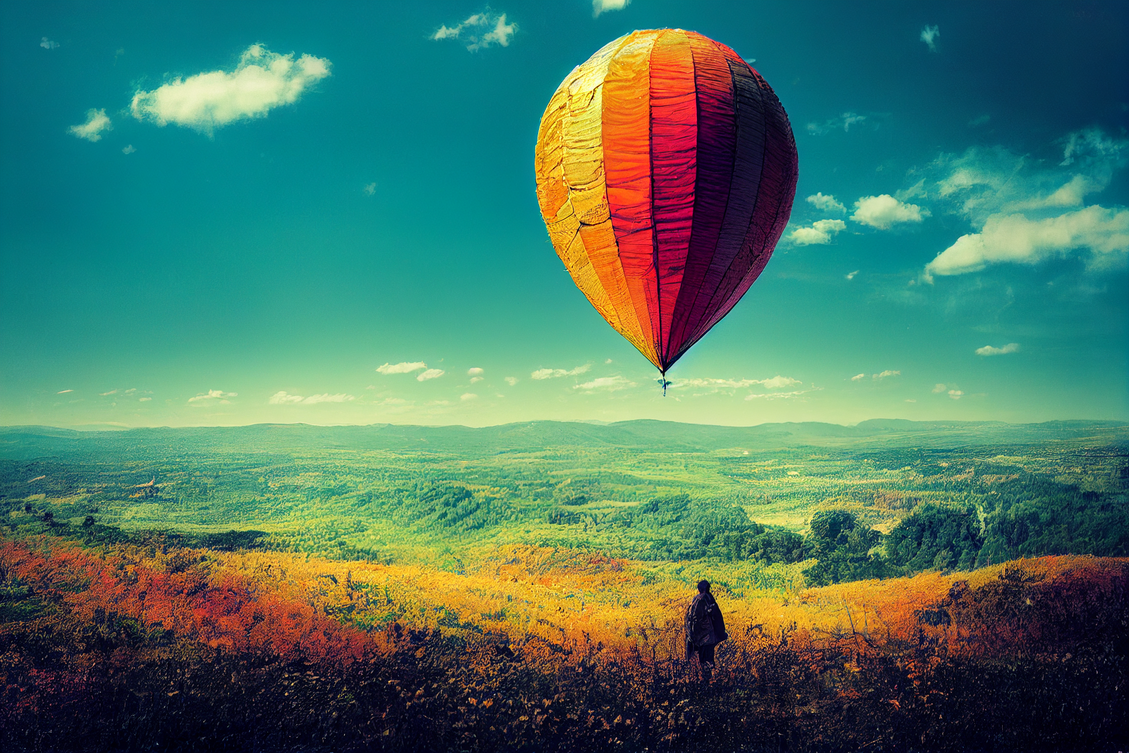I’ll keep my head up high through the downs and lows – Surreal balloon above a landscape