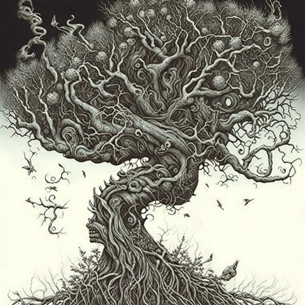 Tree in the style of Aaron Horkey 1