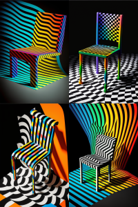 Chair, Vivid Op-Art Minimalism --ar 2:3 --v 4