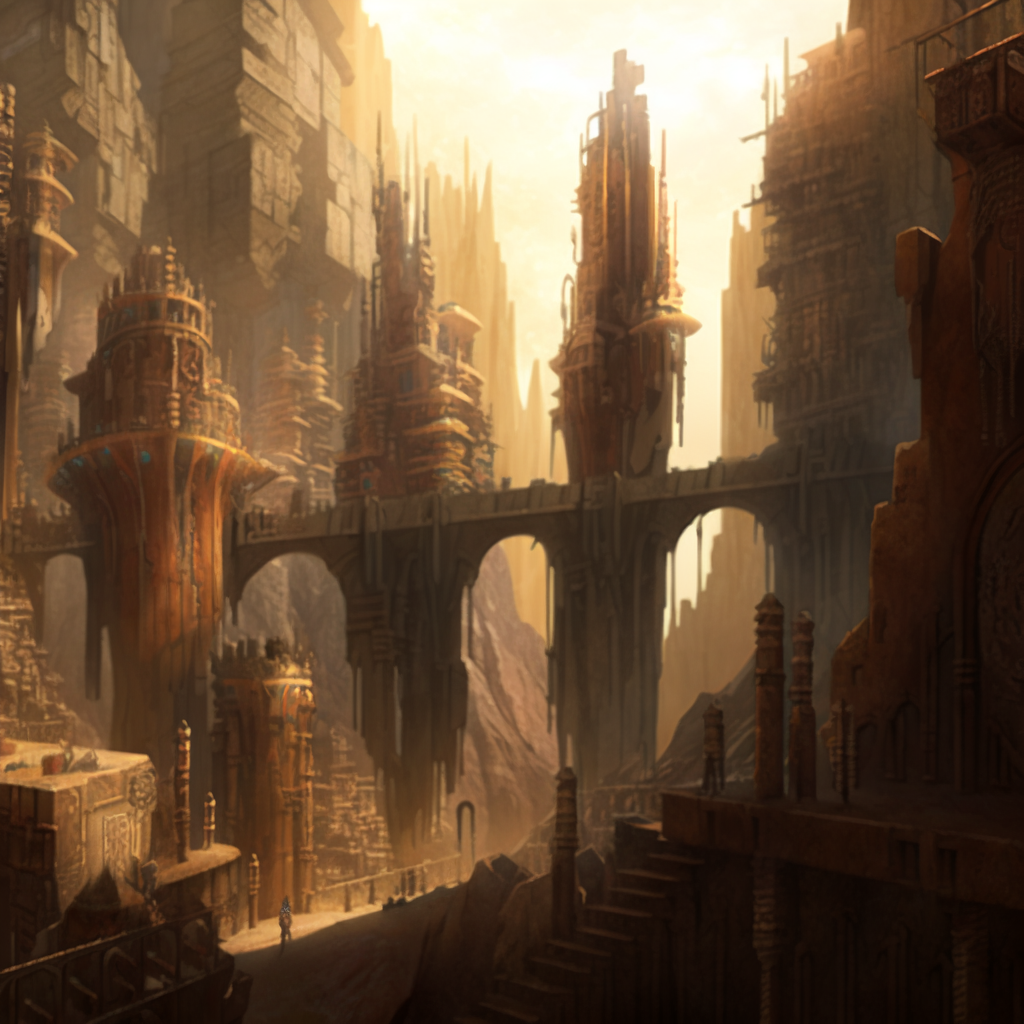 Dusty futuristic ancient  city 