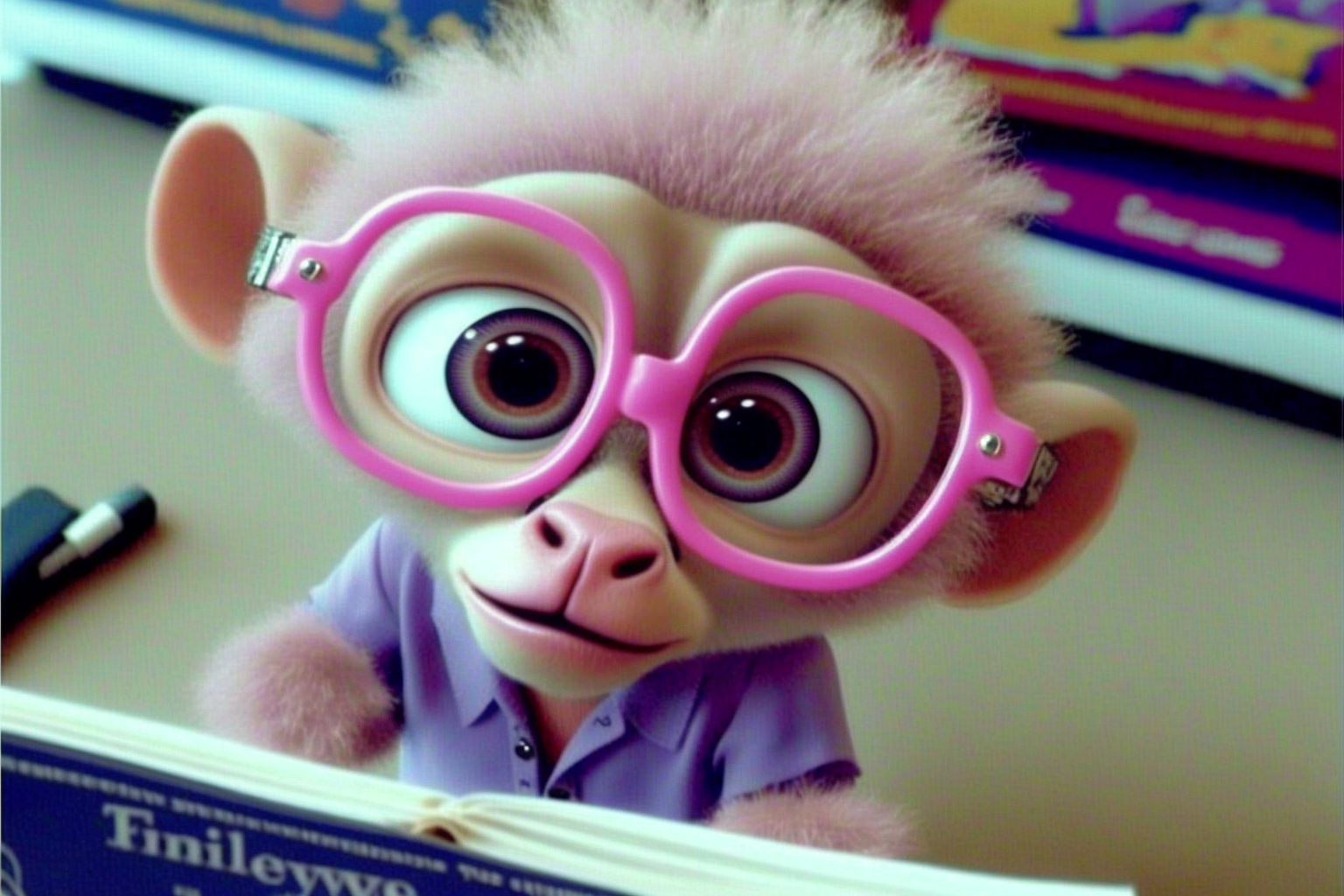 Toy monkey with pink glasses