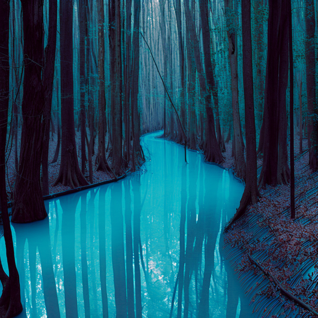 Dark forest river