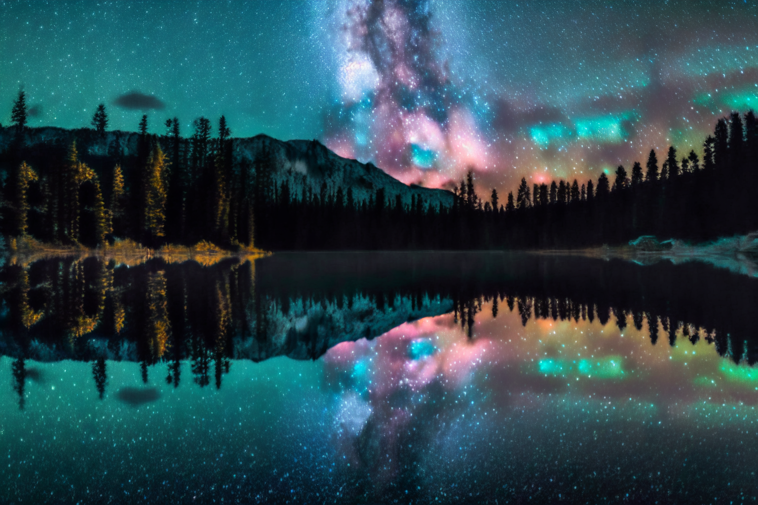 Nightsky mirror lake 