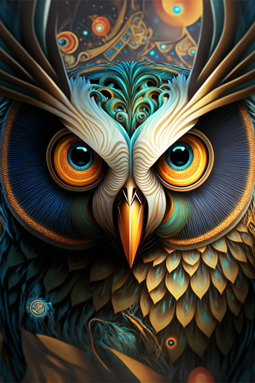 Owl in the style of Futurist Fantasia 1