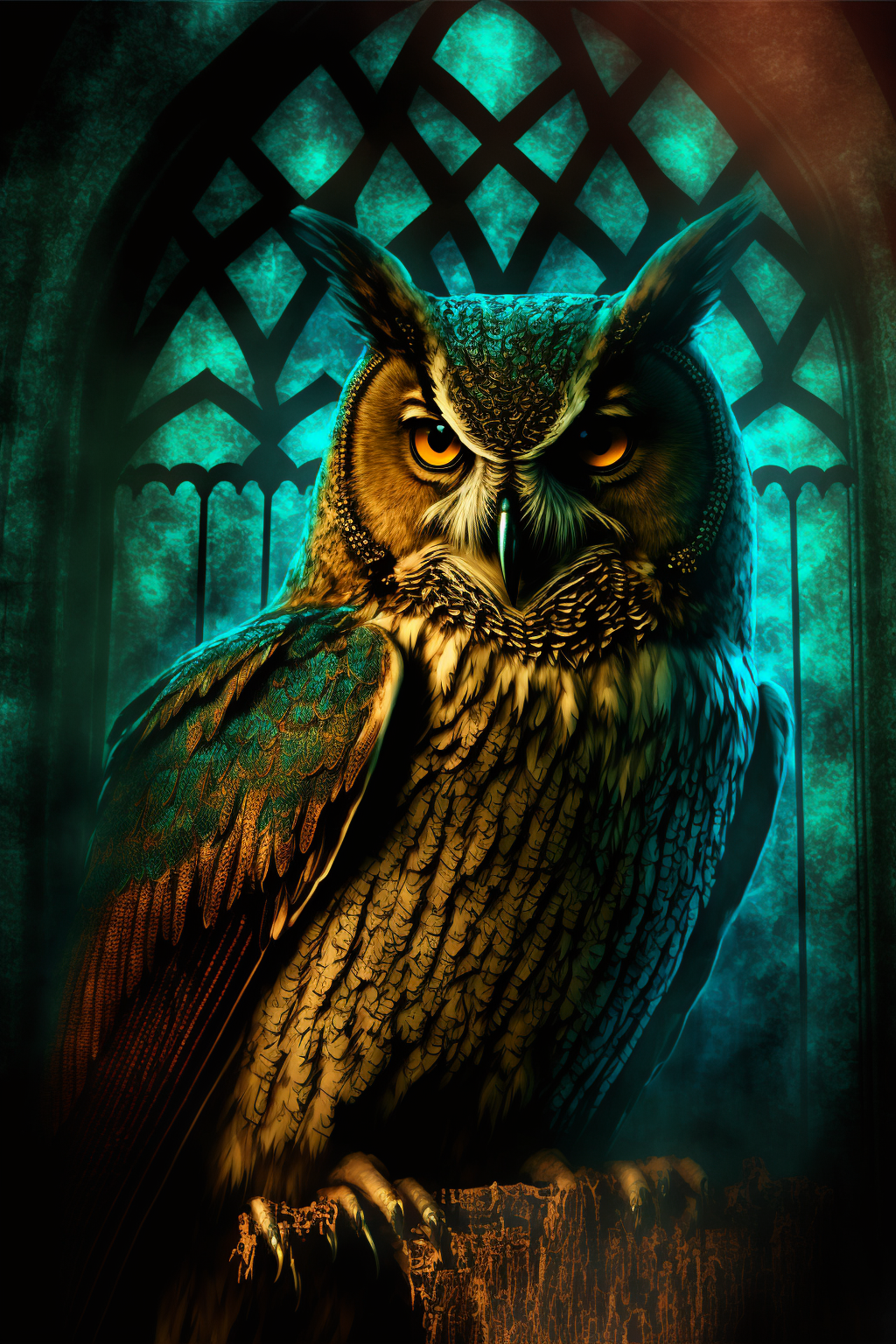 Owl in the style of Gothic Expressionism 1