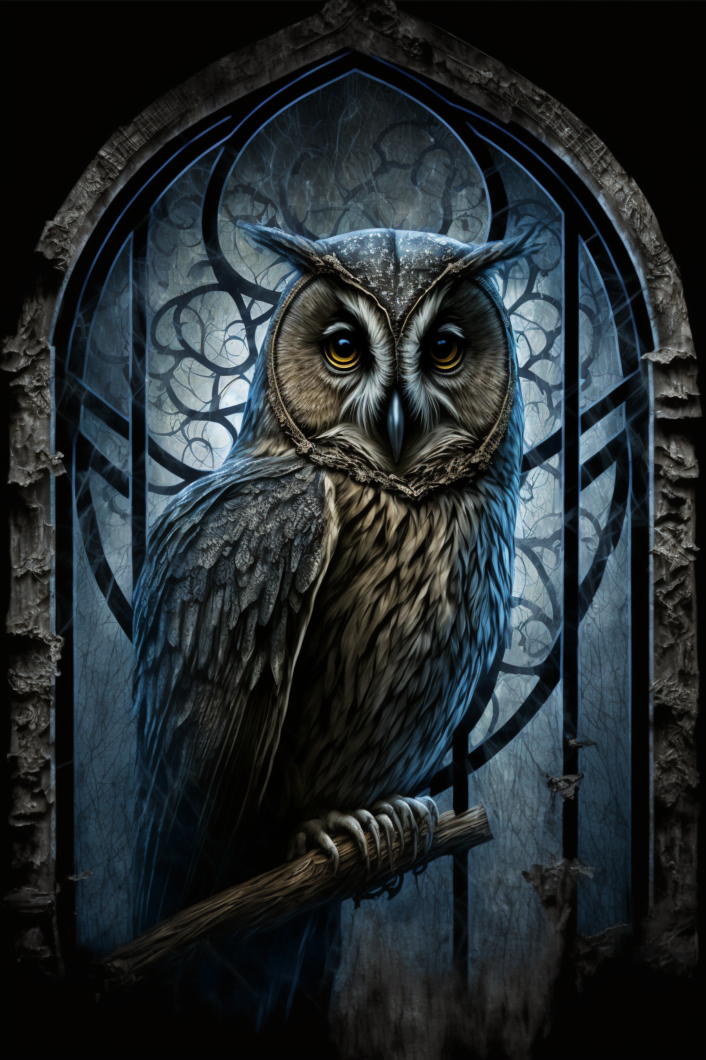Owl in the style of Gothic Expressionism 3