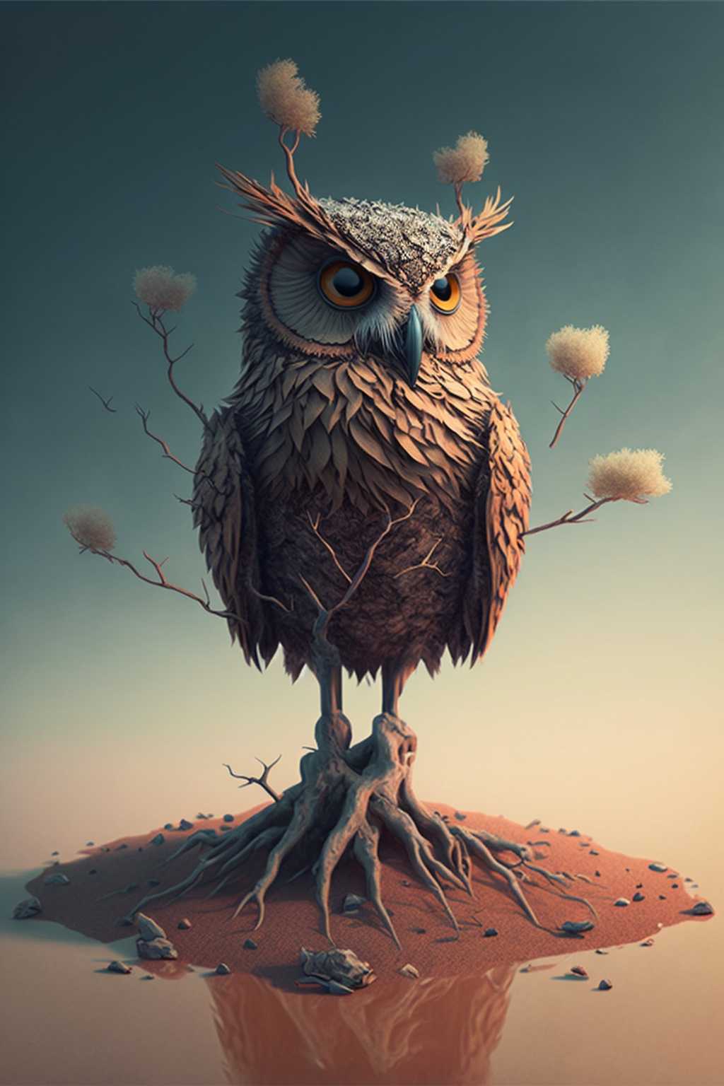 Owl in the style of Minimalist Surrealism 1