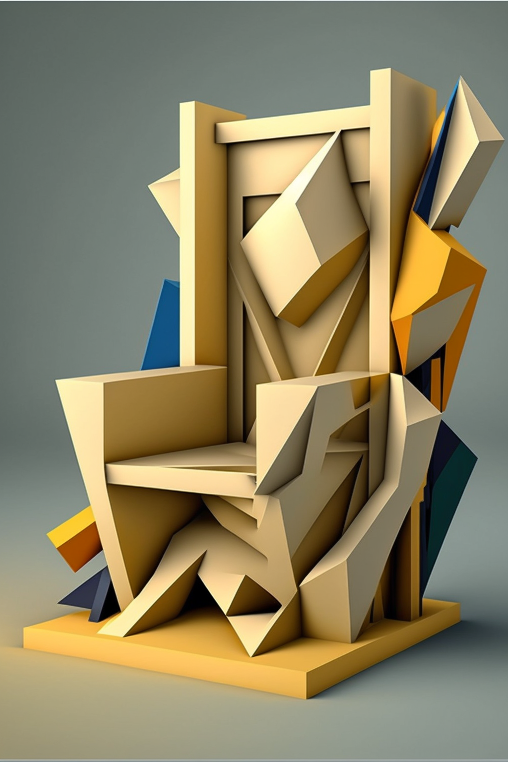 Chair in the style of Hyper-Dimensional Cubism 2