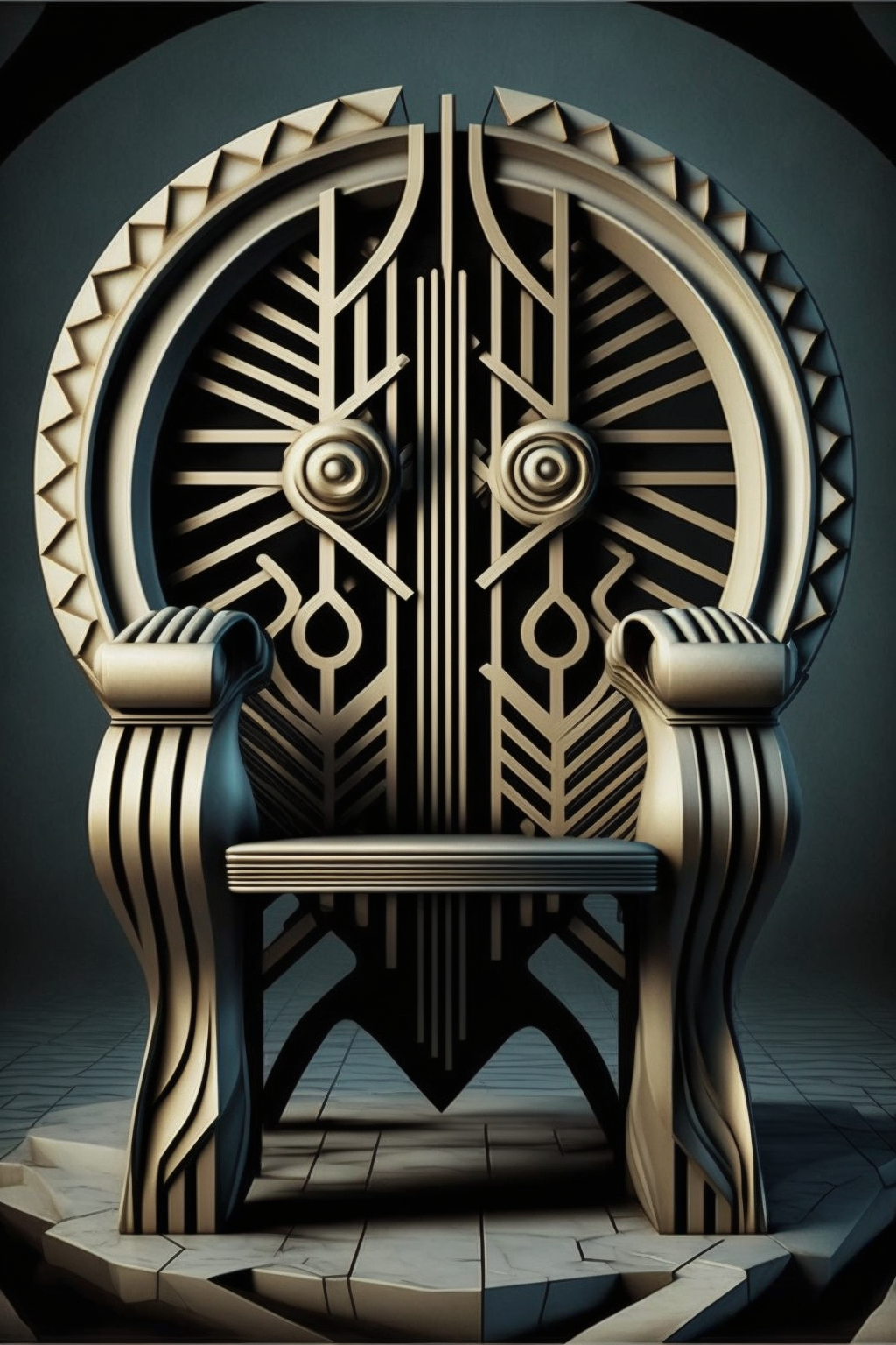 Chair in the style of Mechano-Gothic Deco-Futurism 6