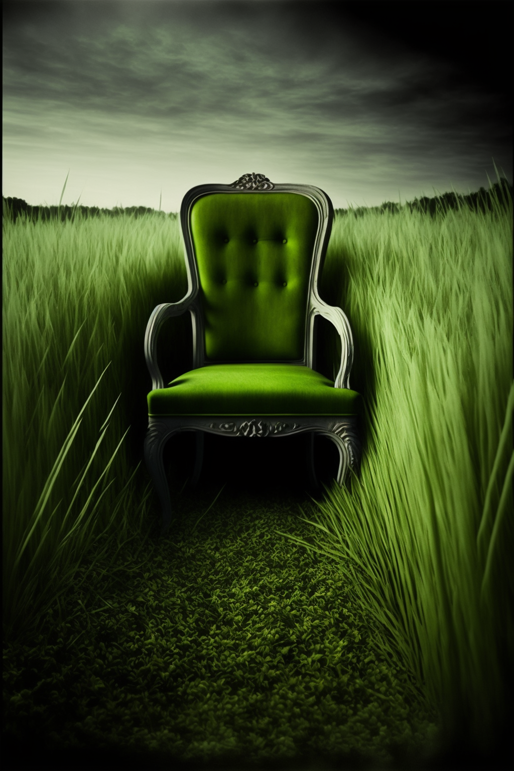 Europe, Chair, Grass in the style of Artificial Nature-Subjectivism 1