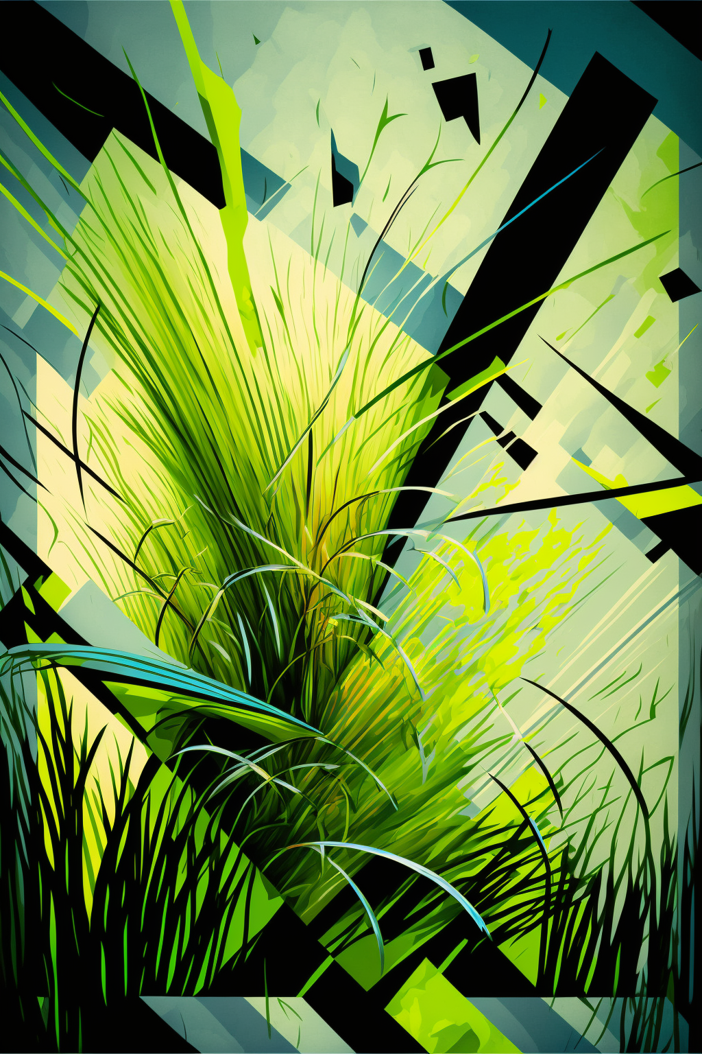 Grass in the style of Cybertropomorphic Cubism 1