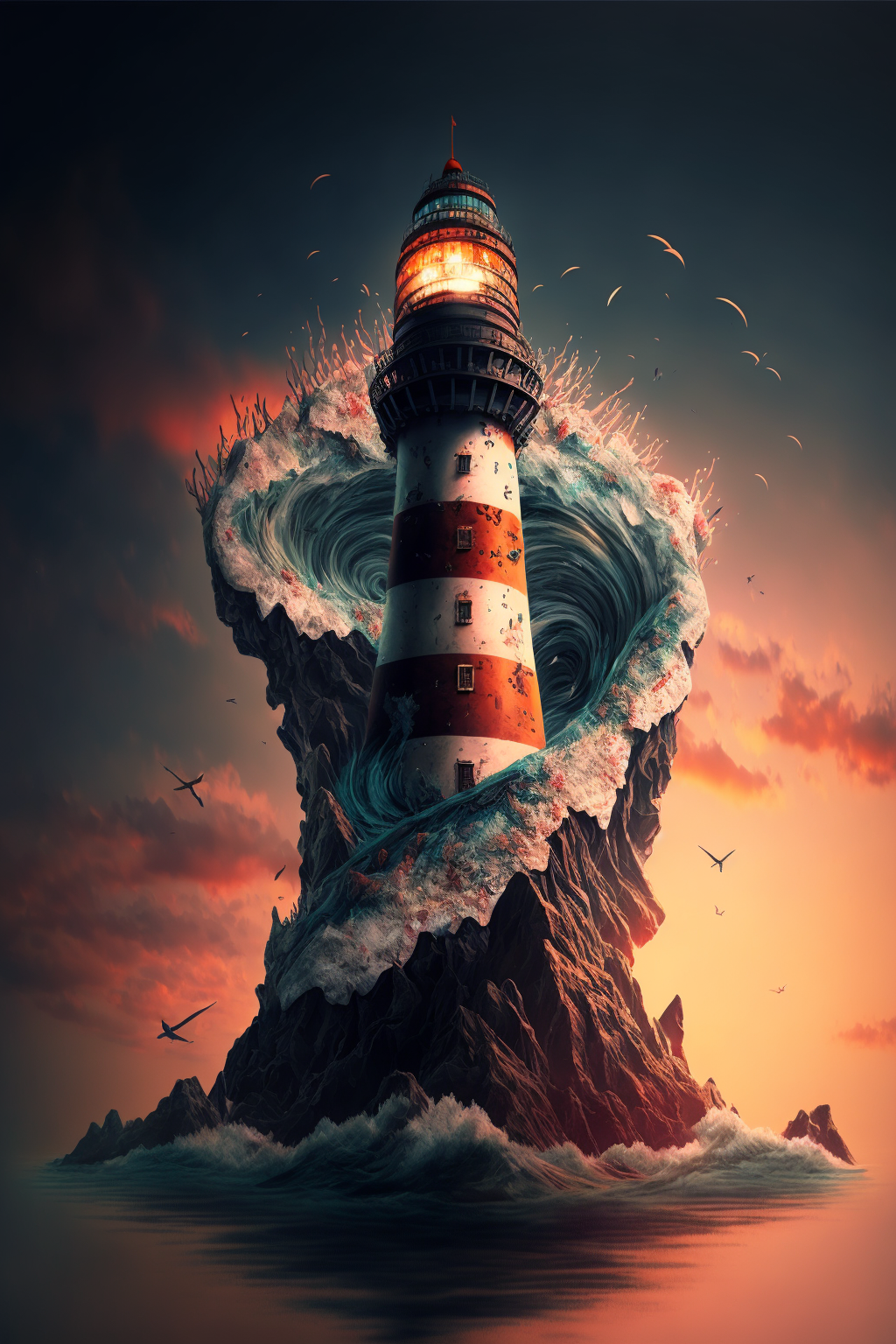 Lighthouse in the style of Psytrance Photography 6