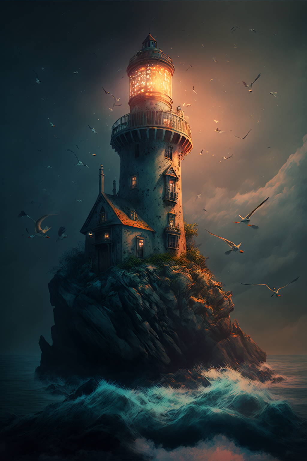 Lighthouse in the style of Psytrance Photography 8