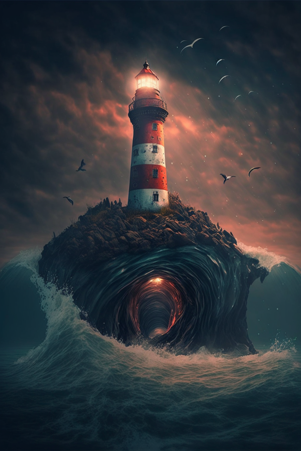 Lighthouse in the style of Psytrance Photography 10