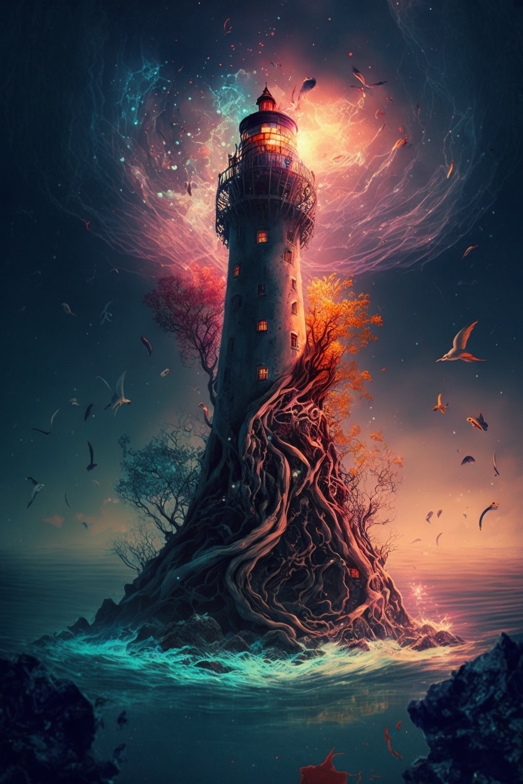 Lighthouse in the style of Psytrance Photography 18