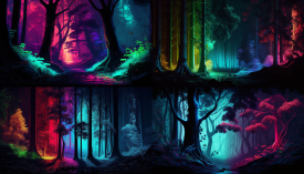 forest, RGB lighting --seed 777 --ar 16:9