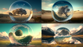 landscape, Bubble machine --seed 777 --ar 16:9