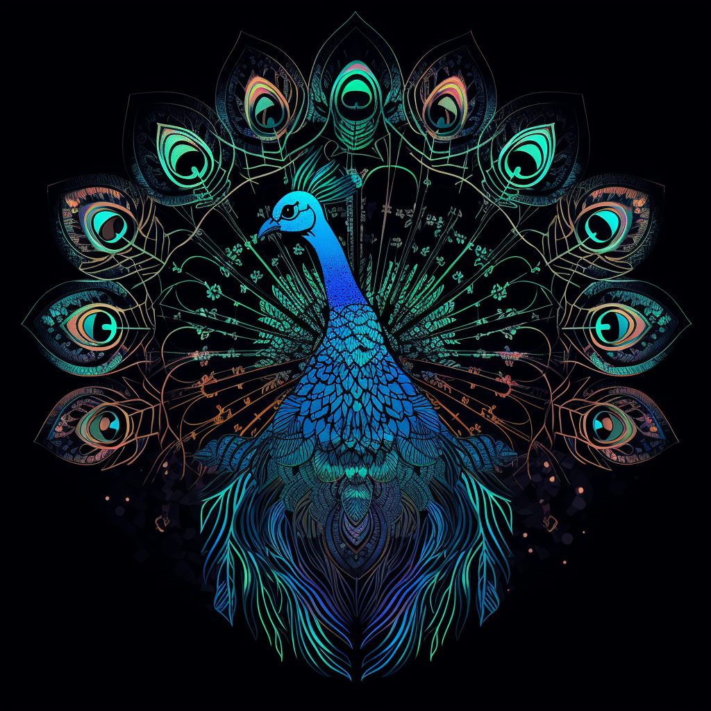 Peacock in the style of Midjourney v5 2