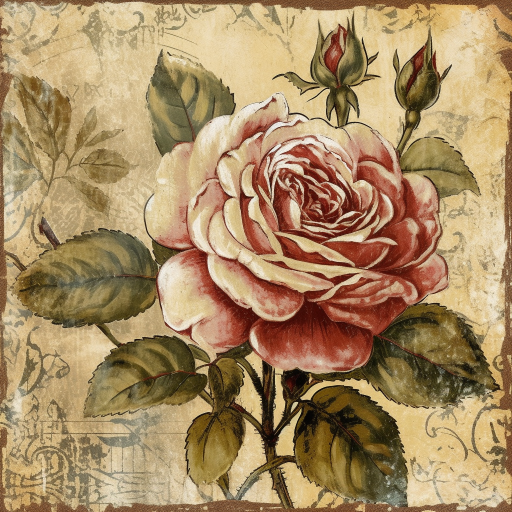 Midjourney v5 Image in the style of Antique rose