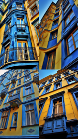 Architecture, Blue-Yellow --ar 16:9 --v 5