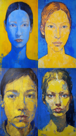 Portrait, Blue-Yellow --no text, mockup --ar 9:16 --seed 777 --v 5