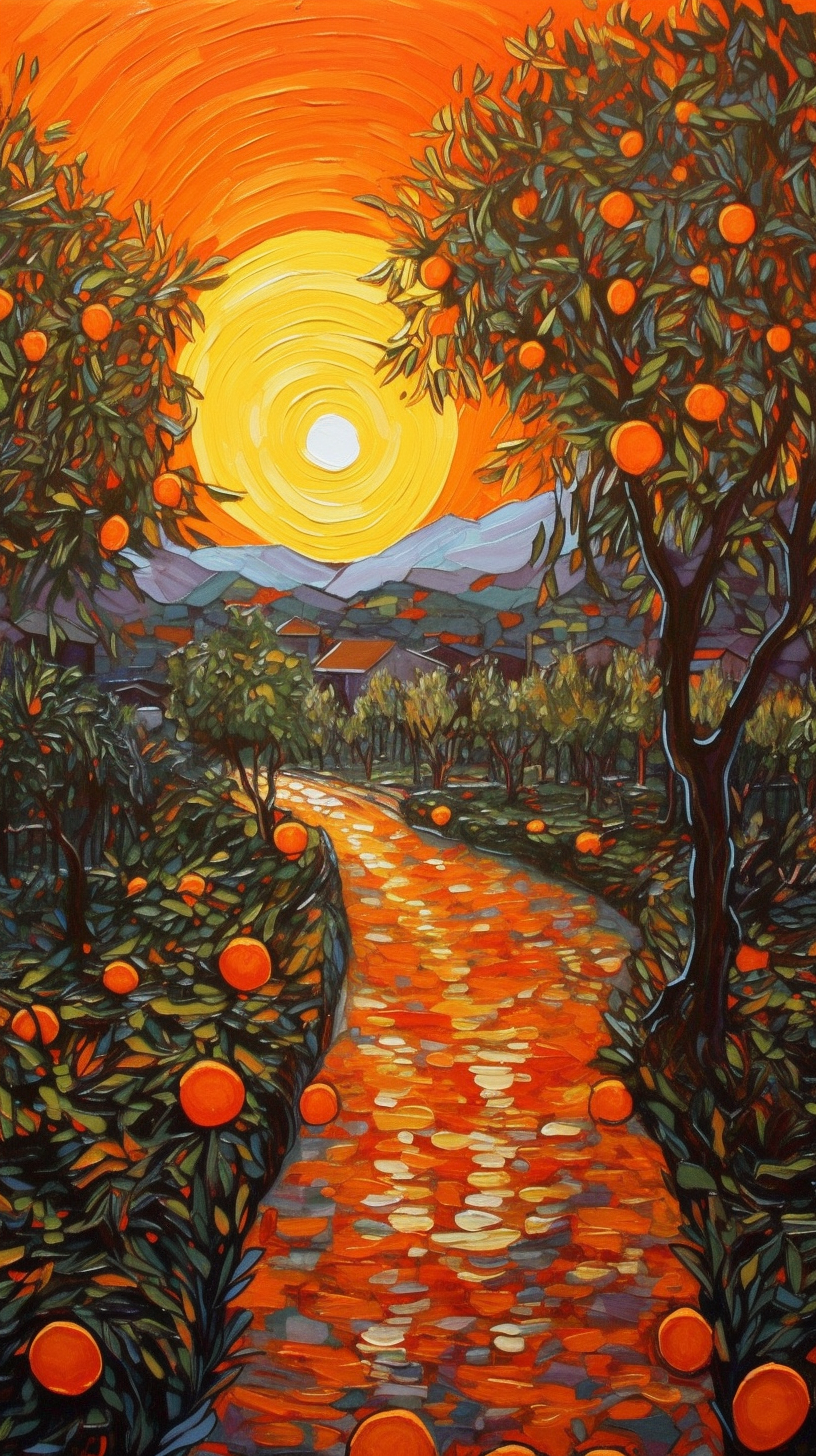 Midjourney v5 Landscape in the style of Orange