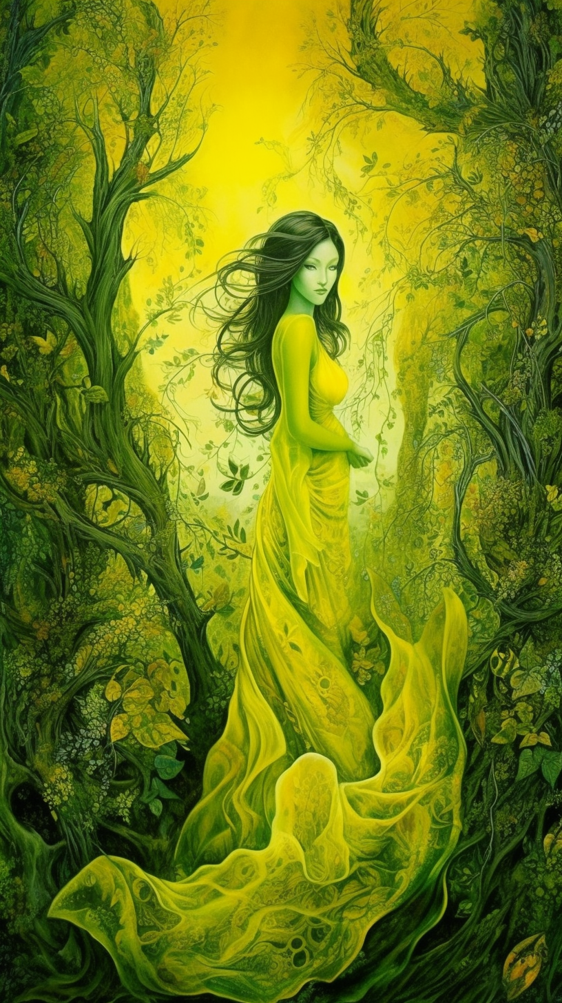 Midjourney v5 Fantasy in the style of Yellow-green