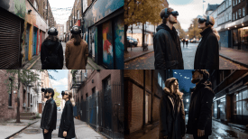 each other, Street Virtual Reality Installation --ar 16:9 --v 5