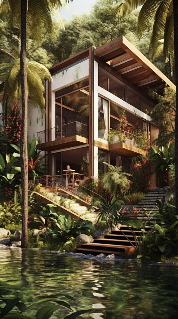 Midjourney v5 Tropical House  Architecture
