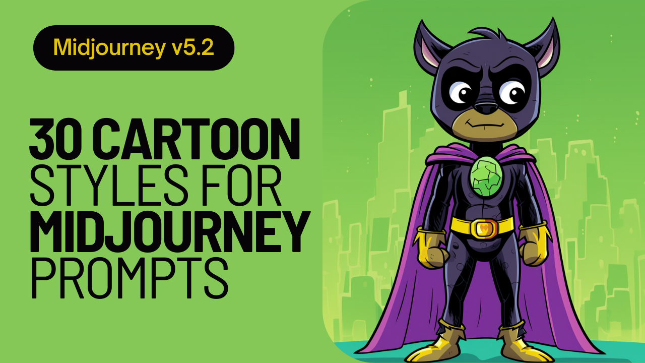 New Video Upload : Midjourney 5.2 | 30 Cartoon styles for Midjourney prompts | With examples and style raw!